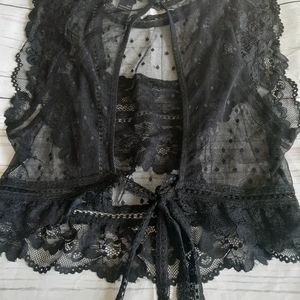 Black lace crop top and bralet